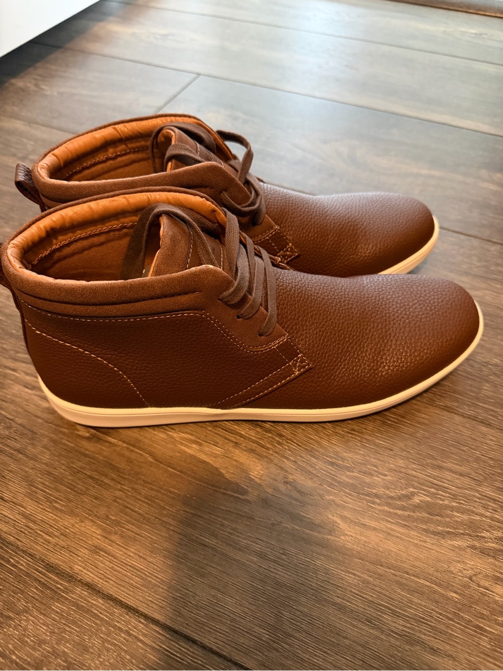 Steve Madden Brown Leather-Look Mid-Top Boots